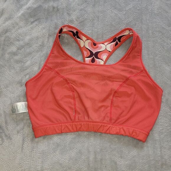 Boden Activewear BA054 Sports Bra Geometric Pattern on Pinkish Coral US Size 16 - Picture 8 of 9